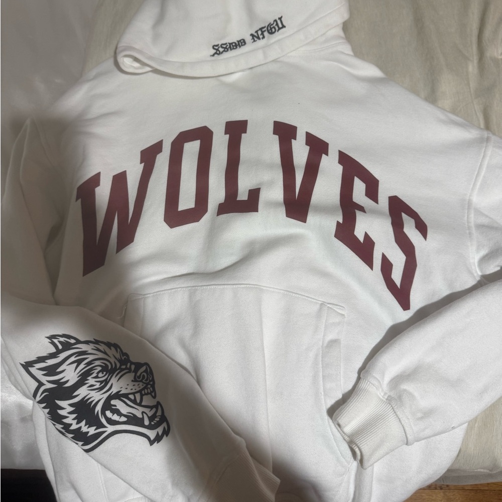 White darc sport Hoodie with Wolves Print